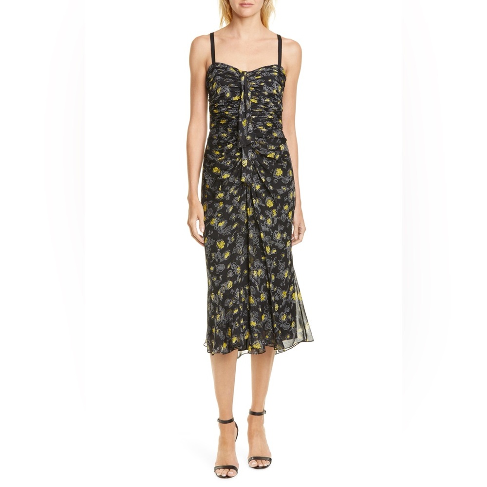 Cinq A Sept Margot Ruched Silk Midi